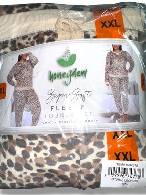 Honeydew Intimates Natural Leopard Fleece Lounge Set - Beige XXL NWT 🐆